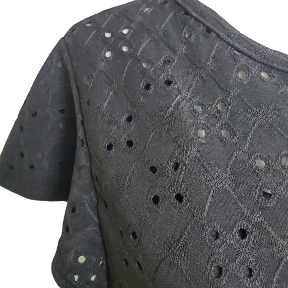 Brit & Bri Black Eyelet Lined Mini Sweetheart Dress  Size Medium - Picture 3 of 10